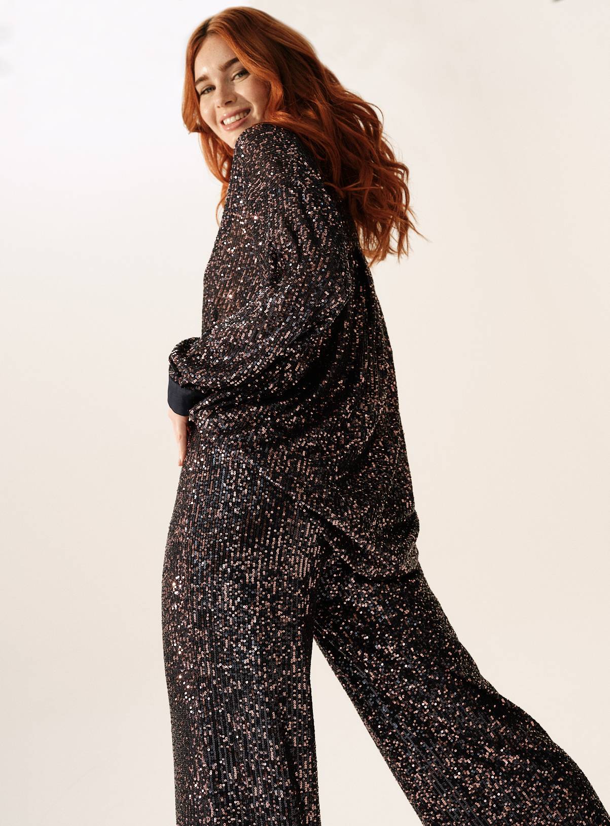 Purple Two-Tone Sequin Wide Leg Co-ord Trousers  8 - Image 5